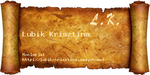 Lubik Krisztina névjegykártya